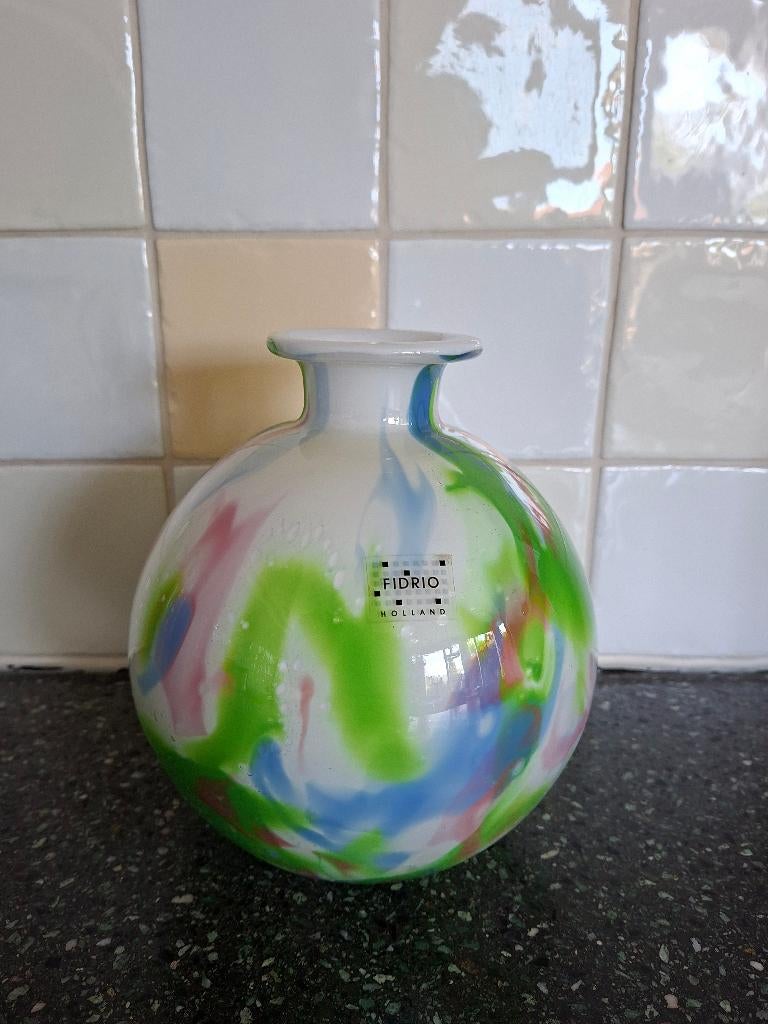 Fidrio Holland vaas in pastel tinten, Huis en Inrichting, Overige kleuren, Ophalen of Verzenden, Minder dan 50 cm, Glas