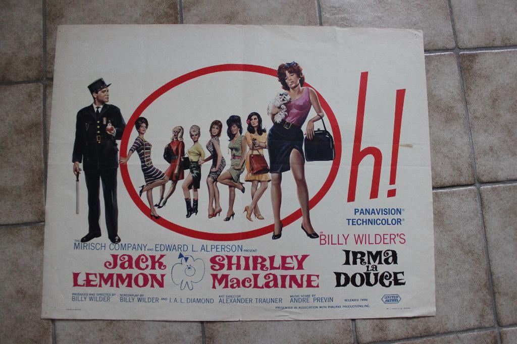 filmaffiche Irma La Douce 1963 Jack Lemmon filmposter, Rechthoekig Liggend, Ophalen of Verzenden, Zo goed als nieuw, A1 t/m A3