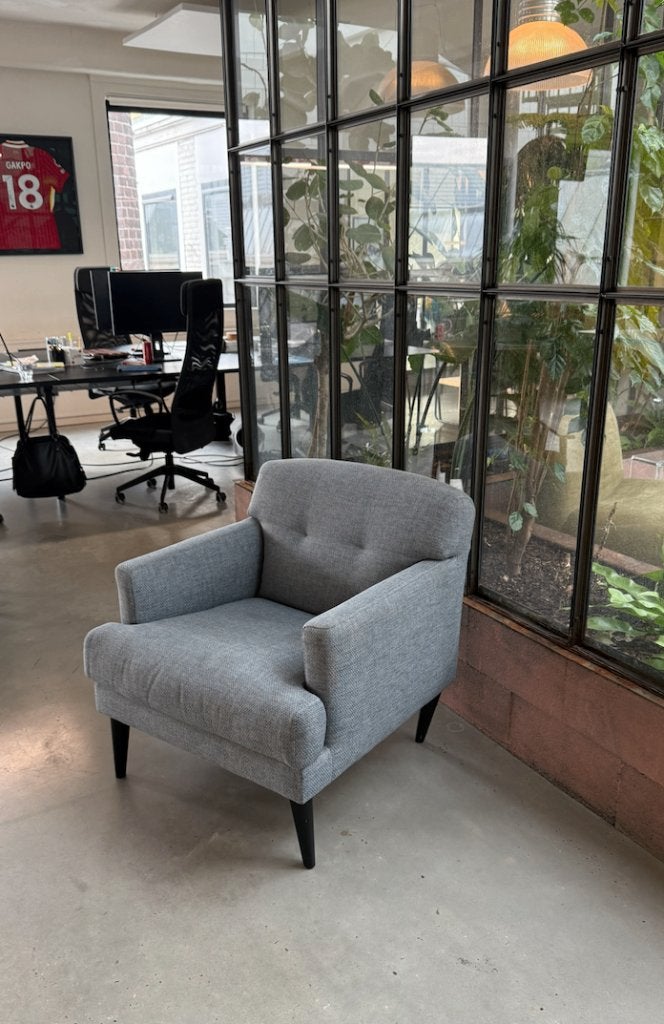 Grijze fauteuil - gratis op te halen Amsterdam Noord, Ophalen, Gebruikt, 75 tot 100 cm, 50 tot 75 cm