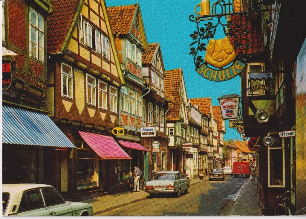 Duitsland, Celle met auto's , Mercedes Heckflosse W110/111, Ophalen of Verzenden, 1960 tot 1980, Gelopen, Duitsland