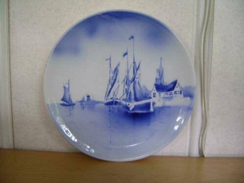 Wandbord met schepen 18,5cm diameter, Ophalen of Verzenden