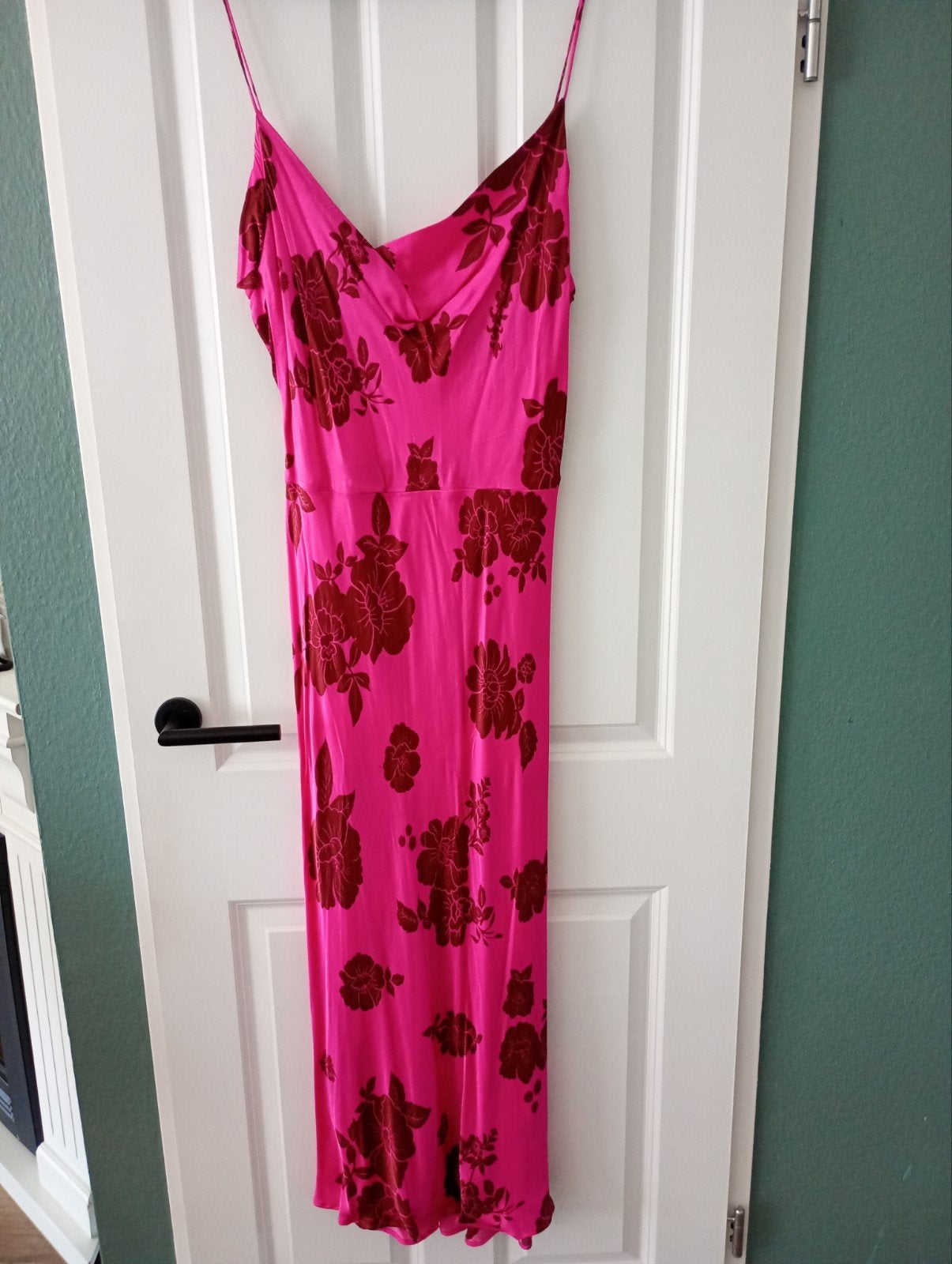 Zara XL Glanzende Roze Bloemen Maxi Jurk, Verzenden, Zara, Maat 42/44 (L), Zo goed als nieuw