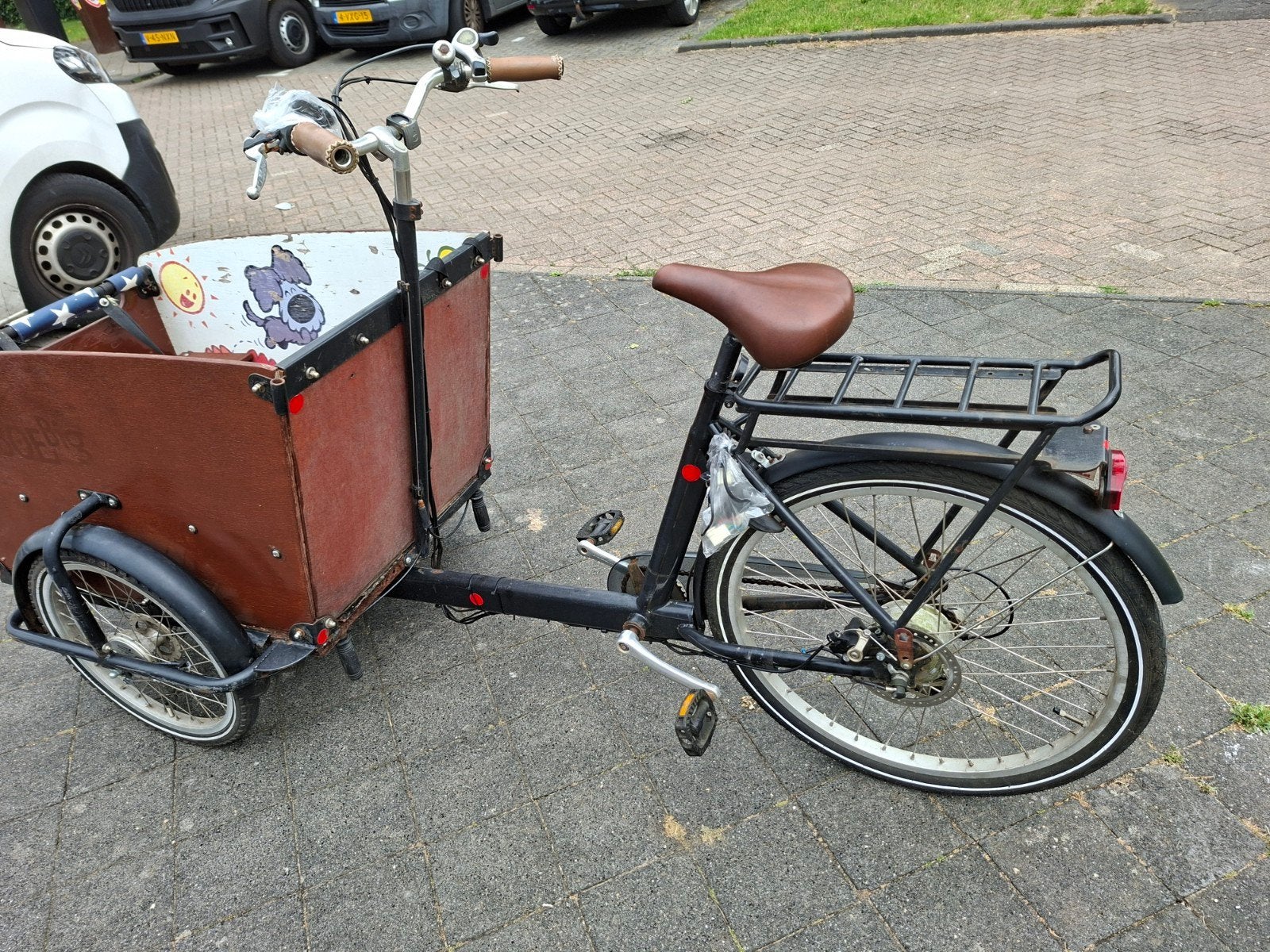 bakfiets babboe prijs 225,-, Fietsen en Brommers, Fietsen | Bakfietsen, 4 kinderen of meer, Gebruikt, Huif, Schijfrem