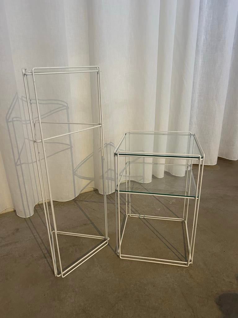 Set van 2 Max Sauze Isocele bijzettafels, Minder dan 55 cm, Gebruikt, Metaal of Aluminium, Overige vormen