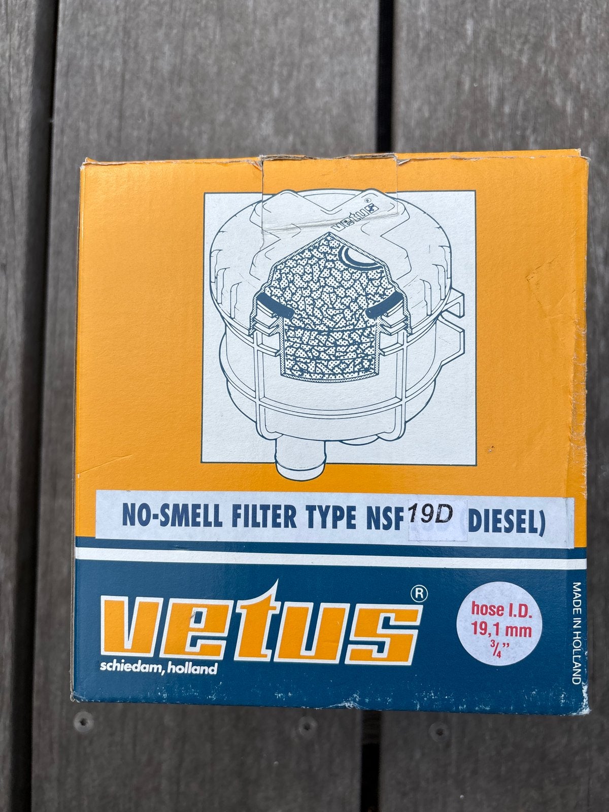 Vetus No-Smell Filter NSF19D Diesel (19mm slang), Ophalen, Nieuw, Motor en Techniek