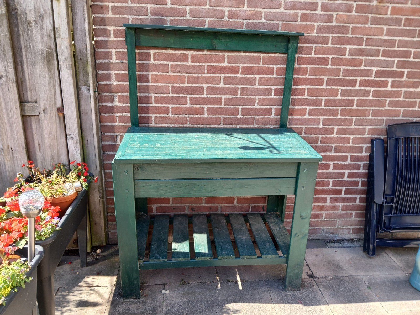 Groene oppottafel / werkbank voor tuin, Ophalen, Gebruikt, Rechthoekig, Hout