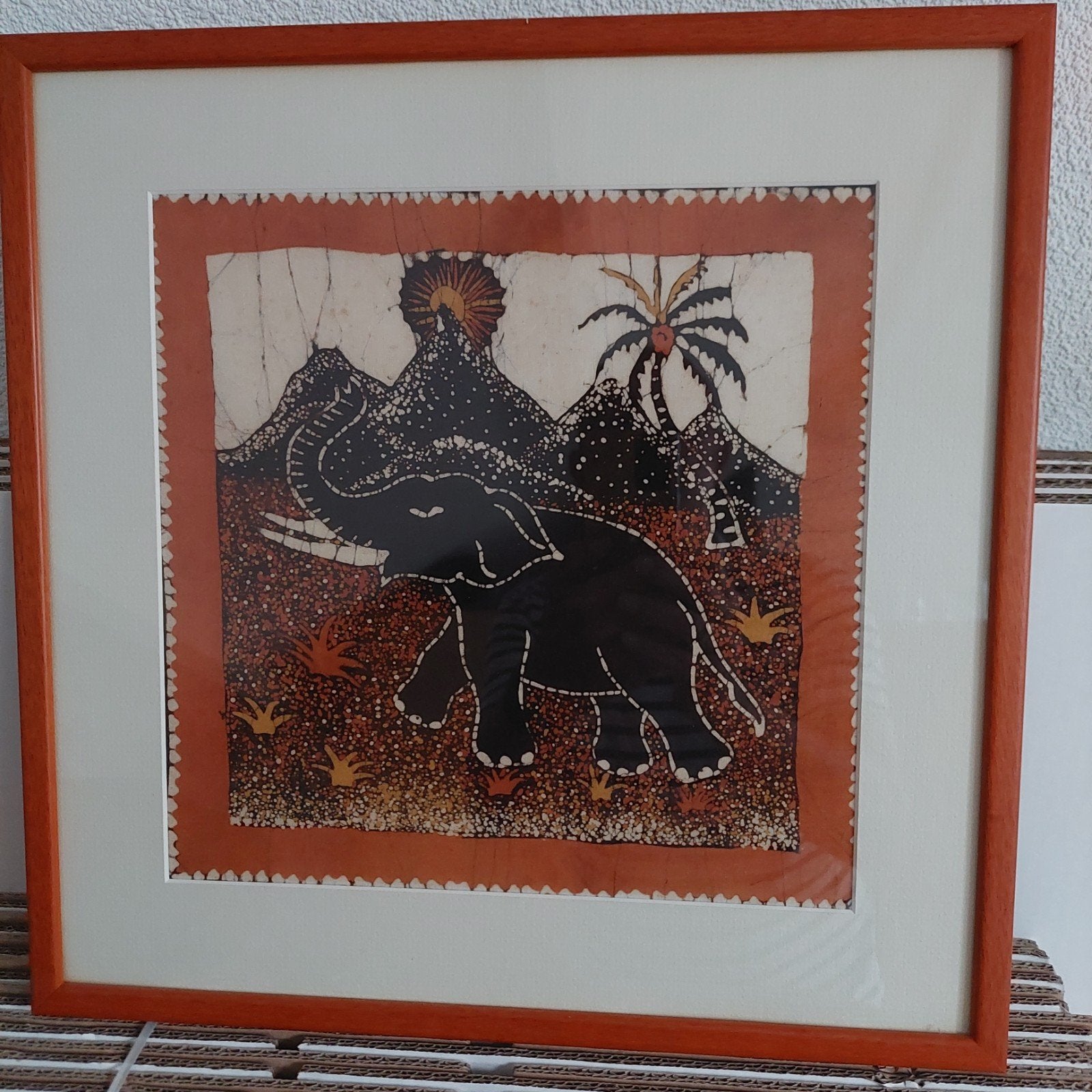 Batik olifant, Oorspronkelijke maker, Ophalen of Verzenden, Zo goed als nieuw, Schilderij