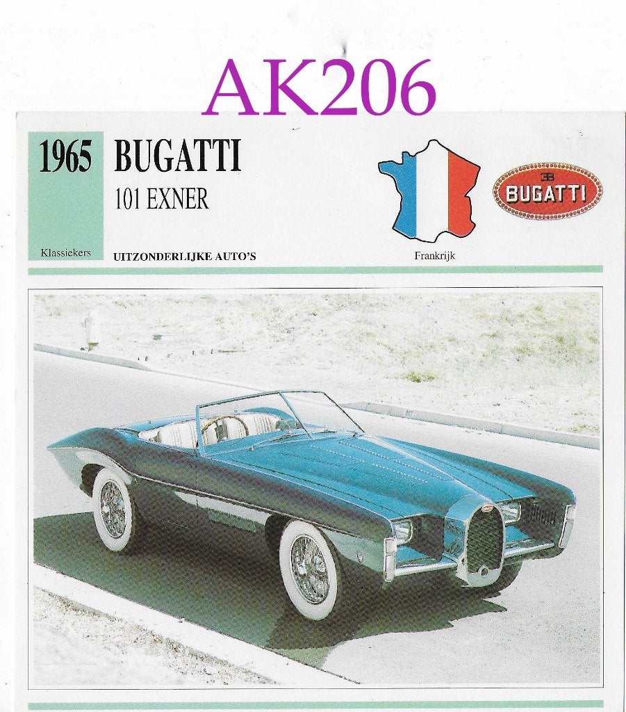 Ak206 autokaart bugatti 101 exner, Ophalen of Verzenden, Zo goed als nieuw, Auto's