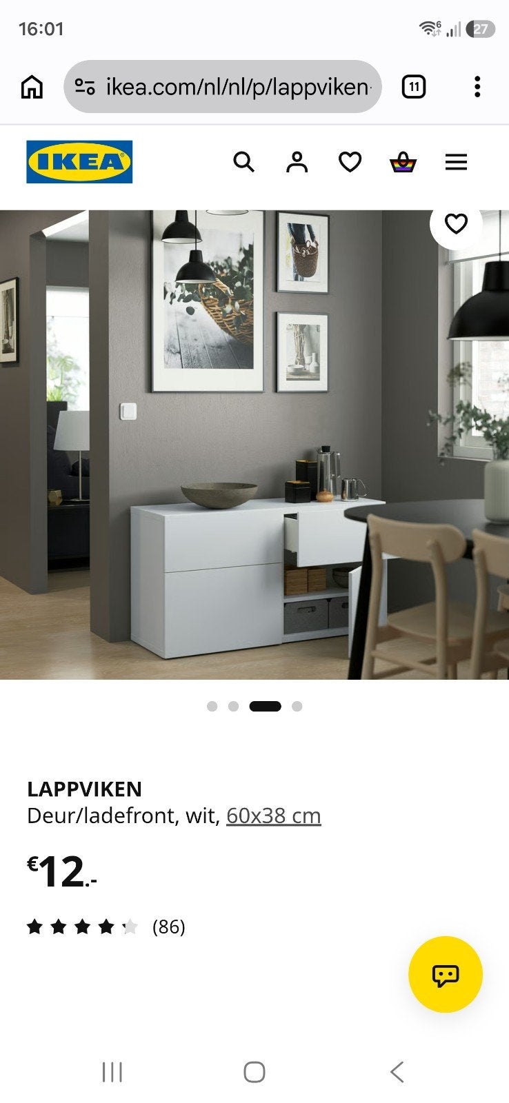3 IKEA Lappviken lades, wit, reeds gemonteerd, Kunststof, Zo goed als nieuw, 3 of 4 laden, Minder dan 100 cm