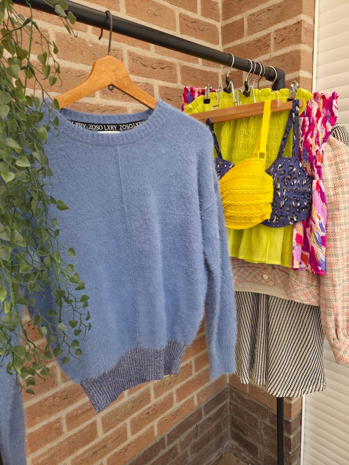 Fluffy Zoso trui maat S met leuke glitterband, Blauw, Ophalen of Verzenden, Zo goed als nieuw, Maat 36 (S)