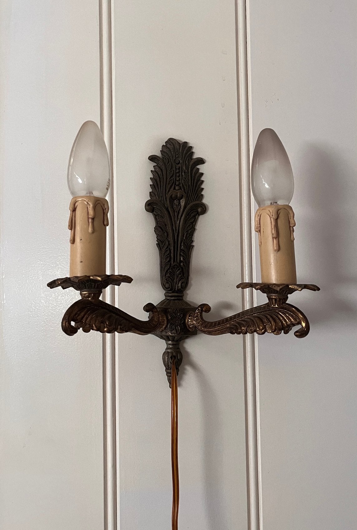 Antiek vintage retro wandlampje lamp koper, Ophalen of Verzenden, Gebruikt, Overige materialen