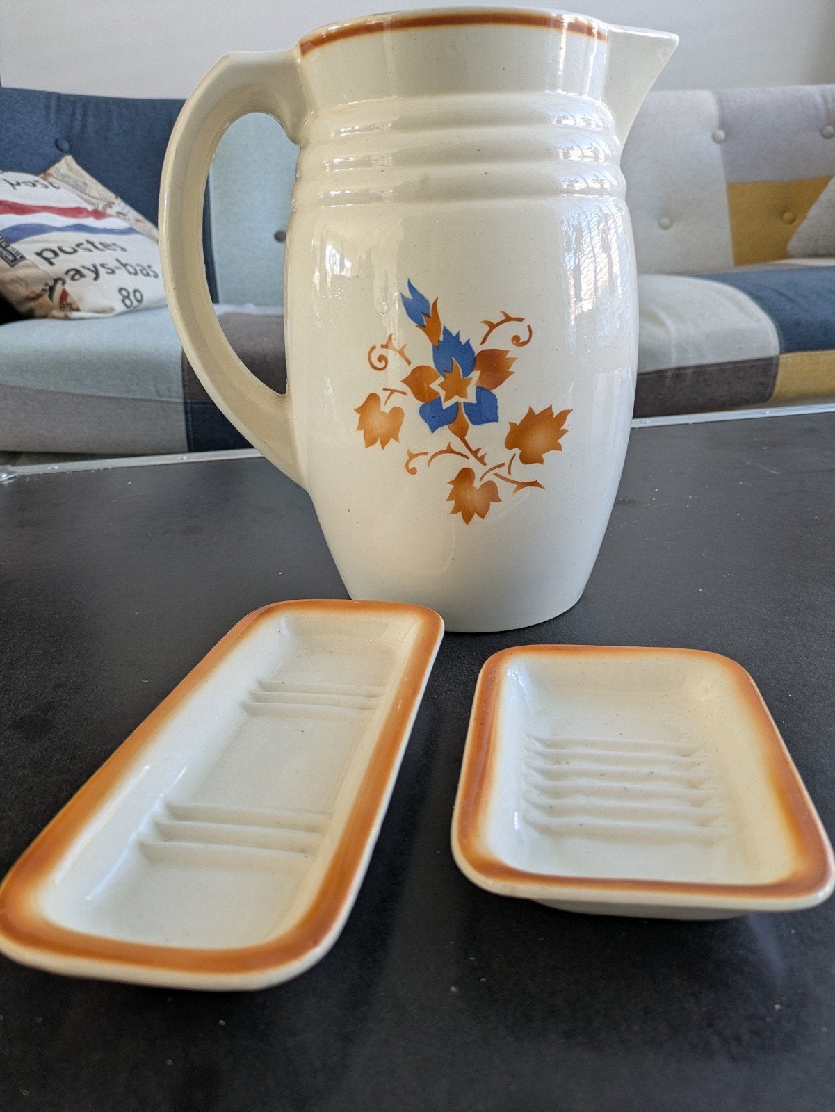 Vintage keramische kan met schaaltjes, Antiek en Kunst, Antiek | Keramiek en Aardewerk, Ophalen
