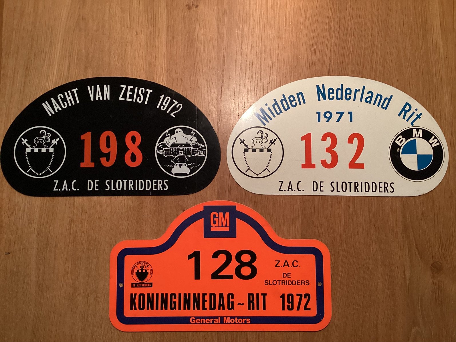 3 rallyborden voor de mancave., Ophalen of Verzenden, Gebruikt, Auto's