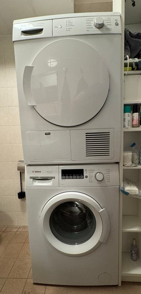 Bosch Wasmachine WAB28262NL en Condensdroger WTE84105, 6 tot 8 kg, Gebruikt, Ophalen of Verzenden, Voorlader