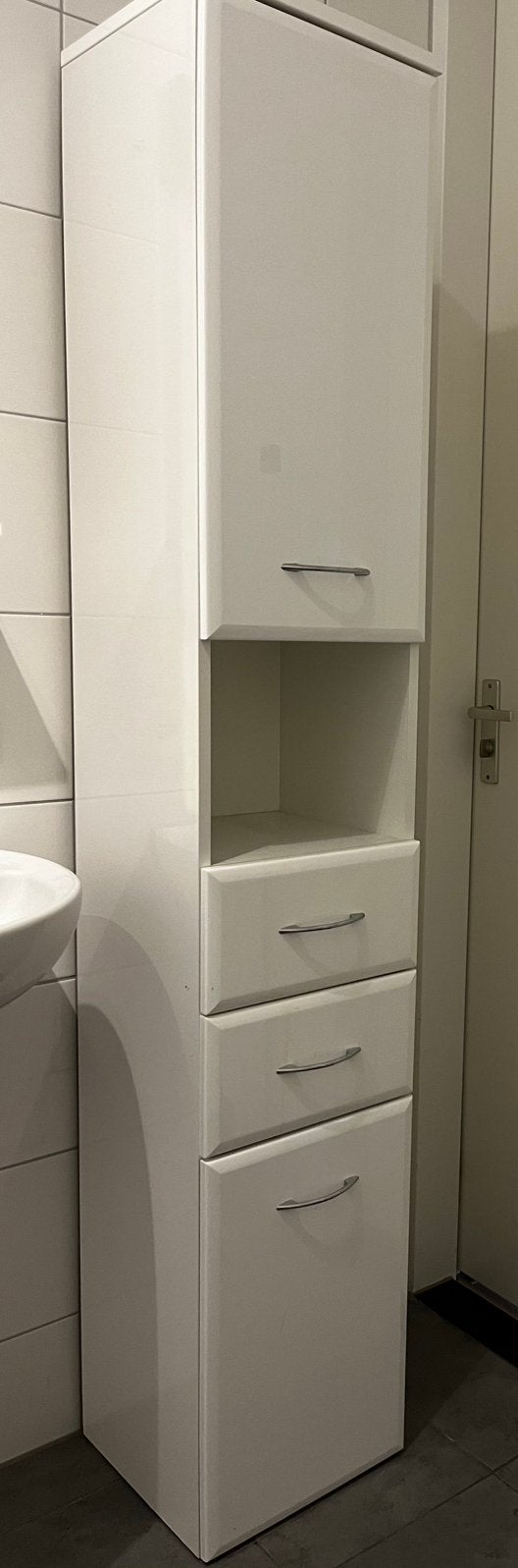 Witte badkamerkast, Huis en Inrichting, Ophalen, (Half)hoge kast, Minder dan 50 cm, Gebruikt
