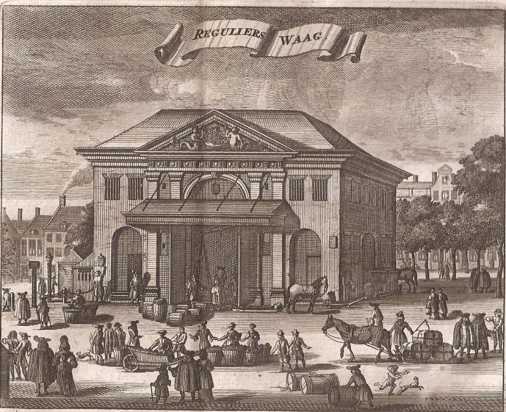 Amsterdam, Reguliers Waag ca. 1726, Stadsgezicht, Ophalen of Verzenden, 12 cm, 15 cm