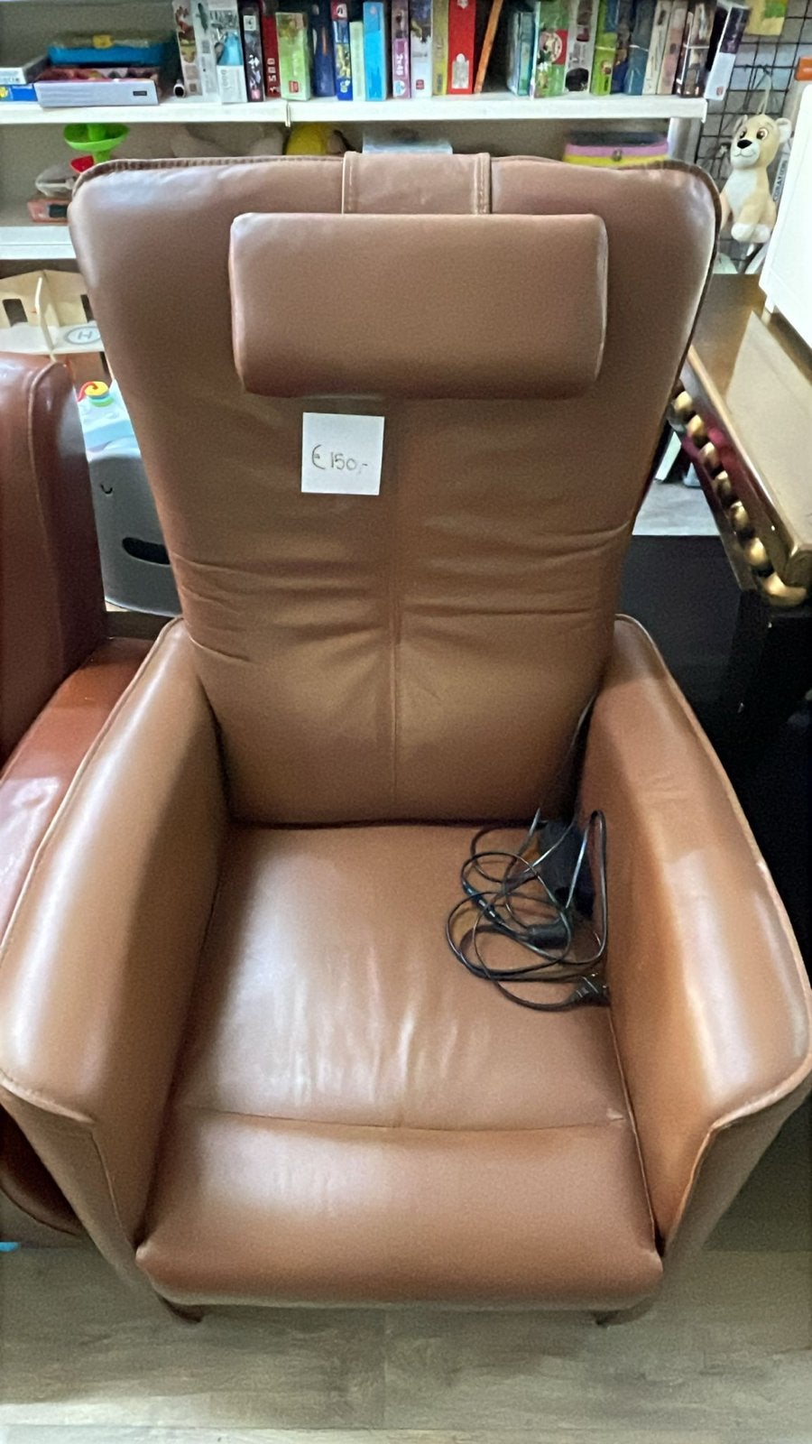 Comfortabele bruine leren fauteuil, Huis en Inrichting, Fauteuils, Gebruikt, Leer, 75 tot 100 cm, Ophalen of Verzenden