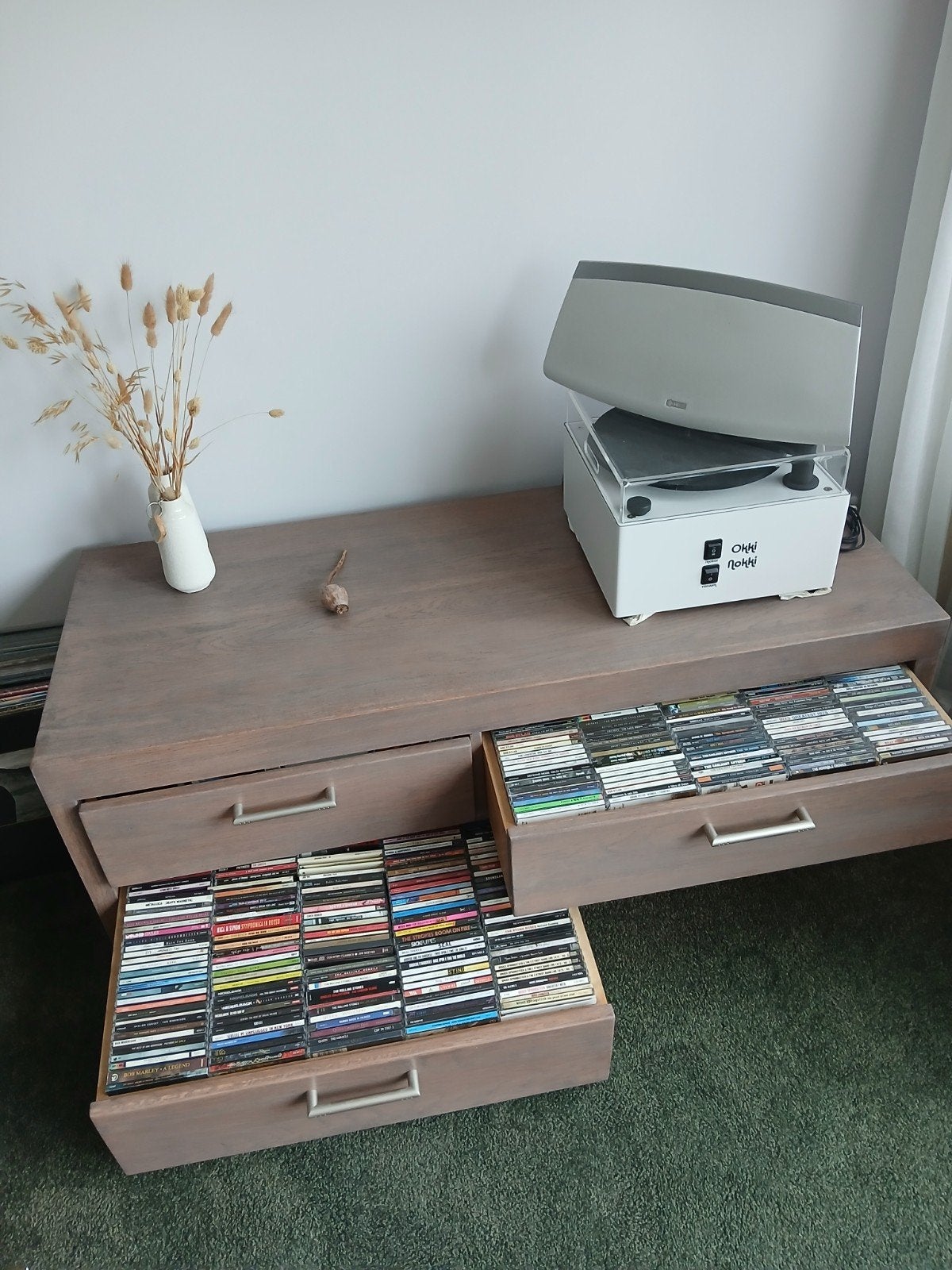 CD-kast / Salontafel - Hout met 4 lades, Ophalen, 50 tot 100 cm, 100 tot 150 cm, Gebruikt