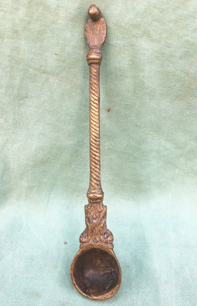 Hindoe bronzen rituele lepel Puja spoon, Ritueel object, Handgemaakt, Ophalen of Verzenden, Overige herkomsten