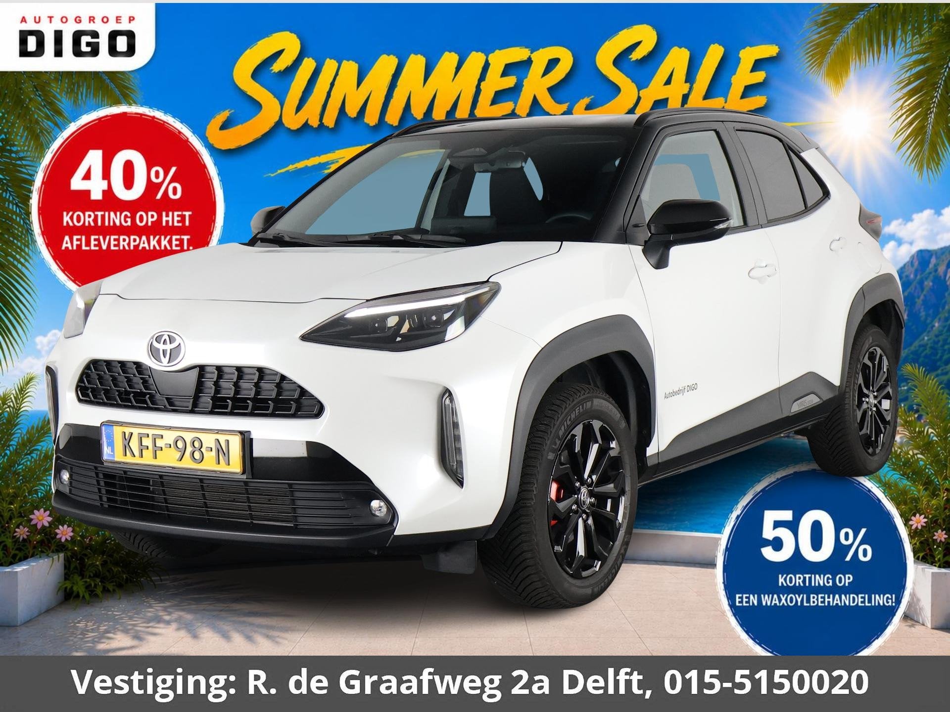 Toyota Yaris Cross Hybrid 115 Dynamic Sport Bi-Tone | Stuur-, Auto's, Stof, 1165 kg, Automatische klimaatregeling, Wit