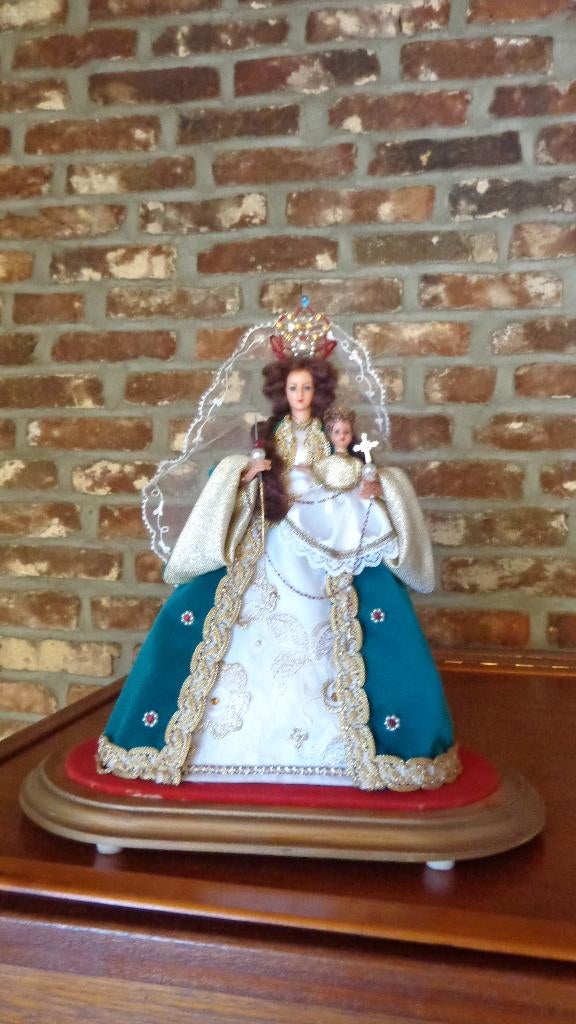 Wassen beeld Maria met kind voor onder de stolp, Antiek en Kunst, Ophalen