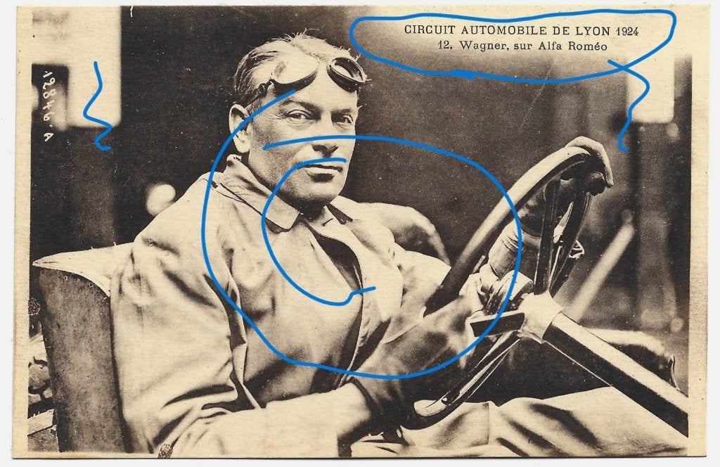 Alfa Romeo Wagner carte postale race auto Lyon 1924, Verzenden, Voor 1920, Ongelopen, Voertuig