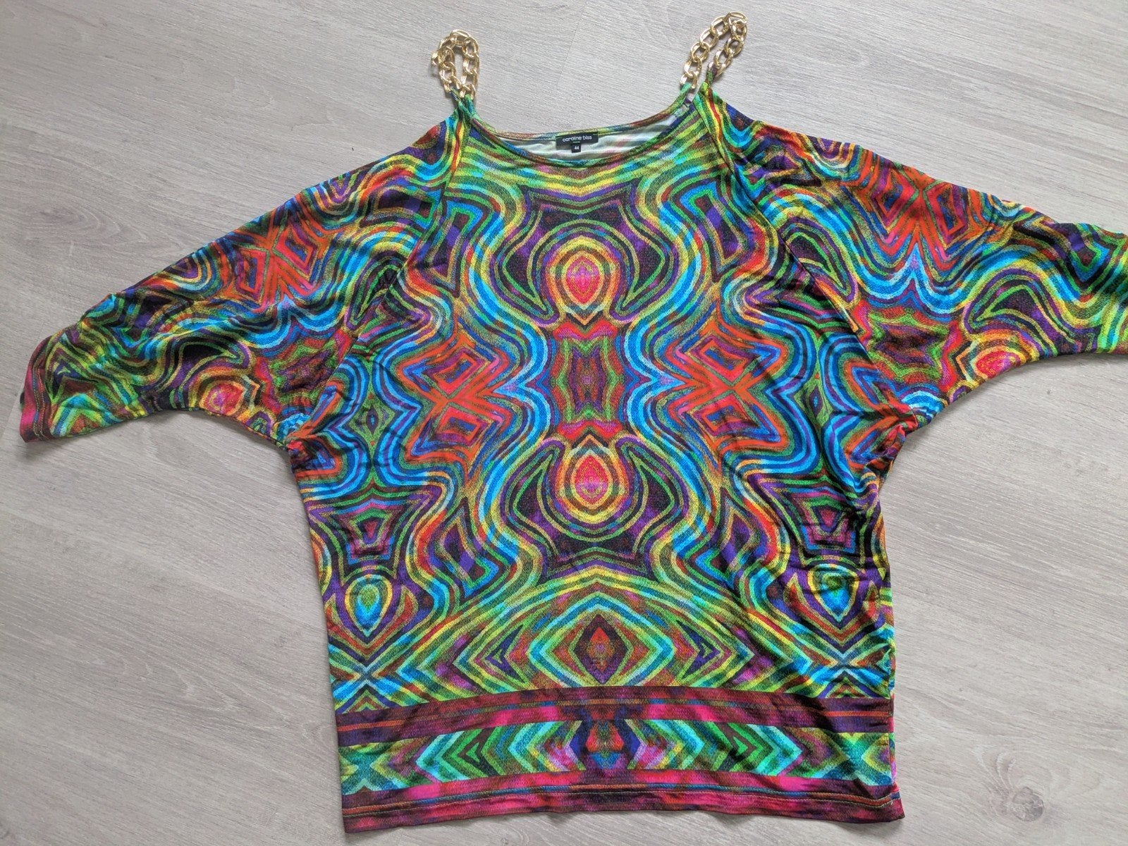 Caroline Biss top met kleurrijke print en kettingdetails, Meerkleurig, Maat 46/48 (XL) of groter, Ophalen of Verzenden, Zo goed als nieuw