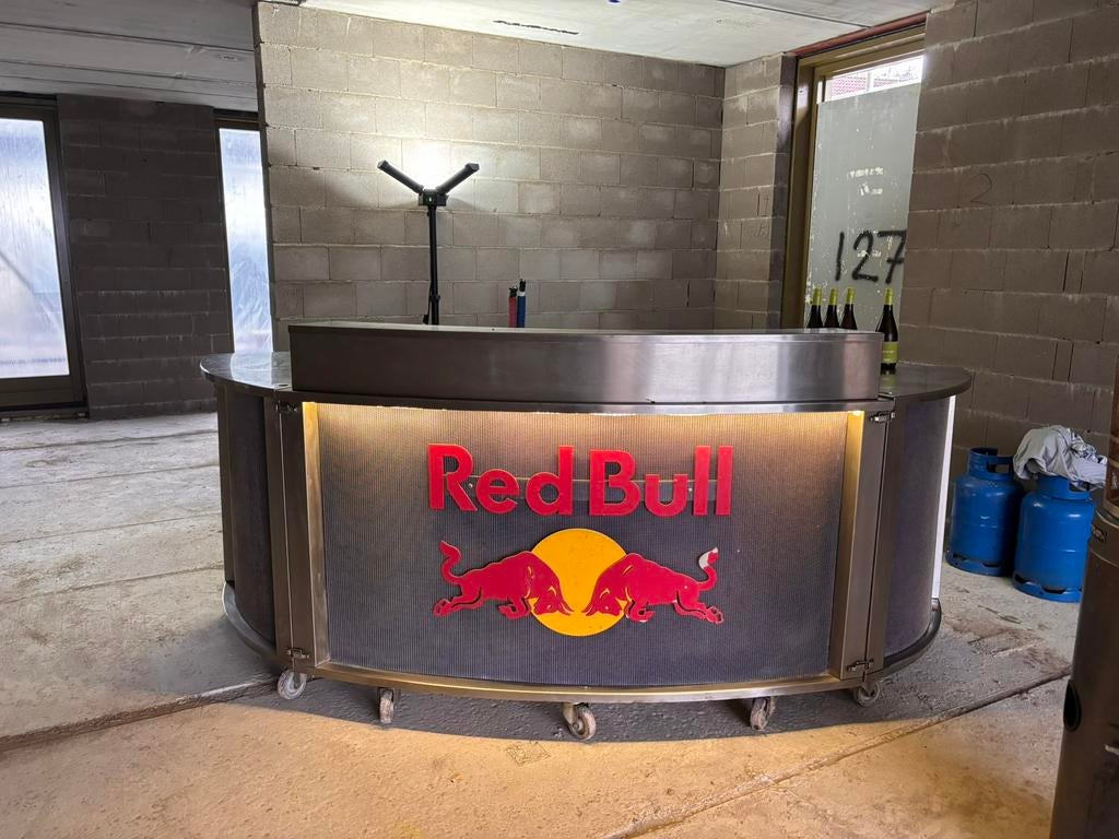 Mobiele Red Bull Bar (RVS) Incl Led! Custom Made, Huis en Inrichting, Barren, Ophalen, Zo goed als nieuw