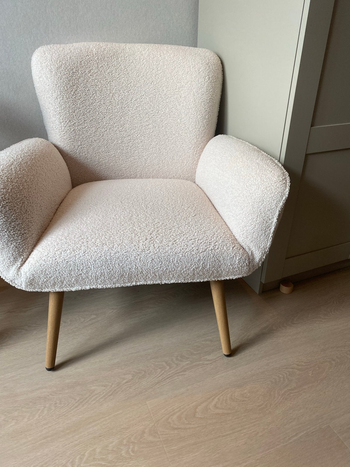 Fauteuil Casella off-white teddy stof / kinderkamerstoel, Ophalen, Gebruikt, 75 tot 100 cm, Stof