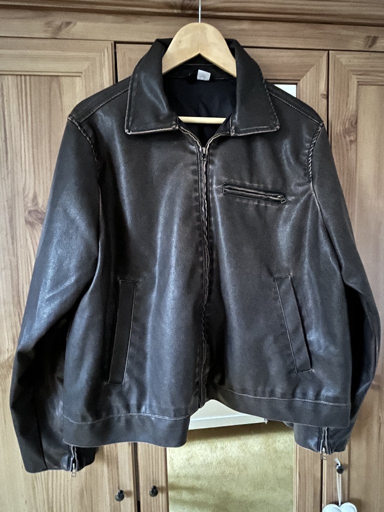 Imitatie leren jack van Divided, bruin, maat L, Divided, Bruin, Maat 42/44 (L), Ophalen of Verzenden