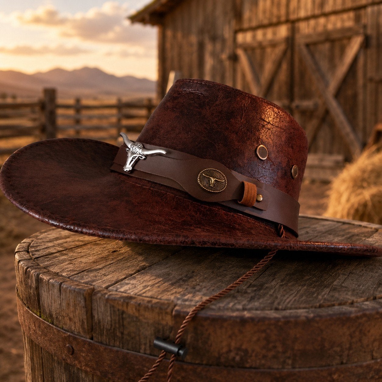 Western- Cowboy leather look hoed. Unisex.