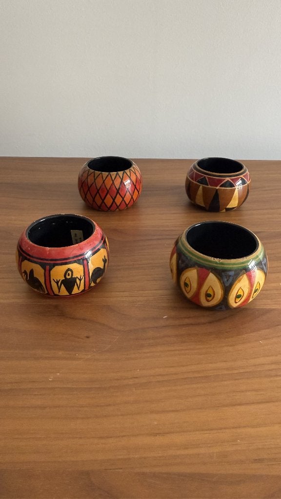 Houten servetringen - India boho vintage tribal art, Ophalen, Gebruikt, Overige typen, Vintage