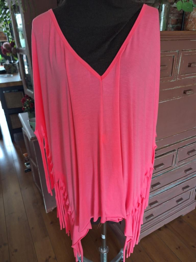 Tuniek franjes neon rose l xl xxl, Ophalen of Verzenden, Zo goed als nieuw, Maat 46/48 (XL) of groter, Roze