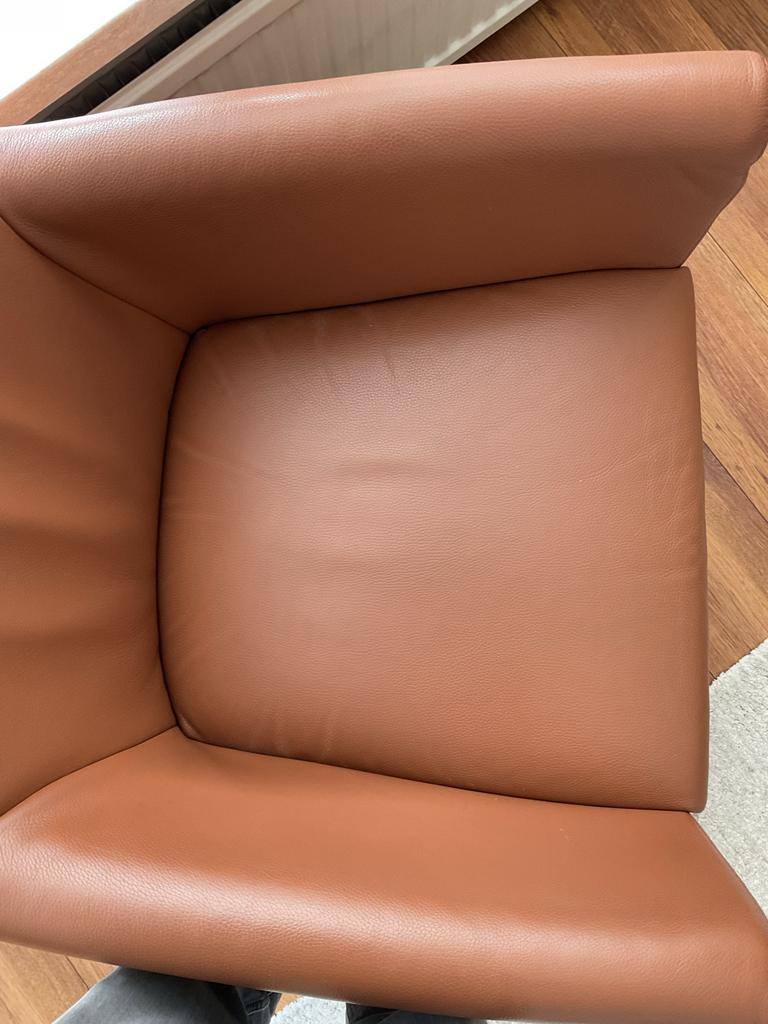 Leren draaistoel cognac - comfortabel en stijlvol, Huis en Inrichting, Fauteuils, Ophalen of Verzenden, Gebruikt, Leer, 75 tot 100 cm