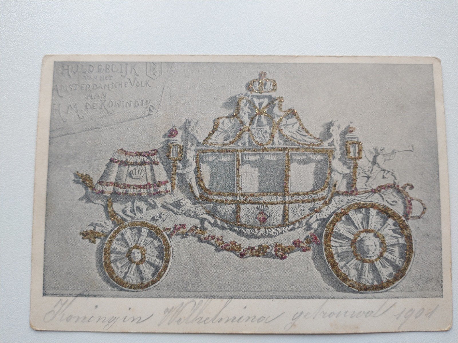 Huldeblijk aan H.M. de Koningin - Gouden Koets 1901, Ophalen of Verzenden