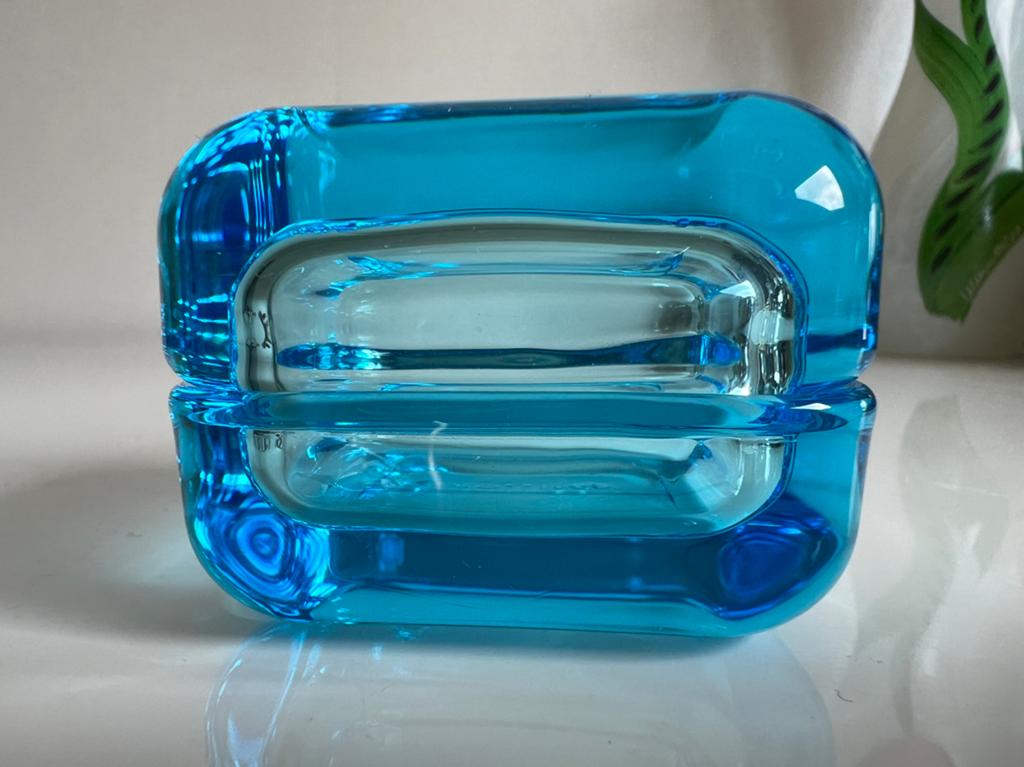 Iittala Vitriini Glas Box Light Blue Penttinen~60x60, Schaal, Vierkant, Ophalen of Verzenden, Glas