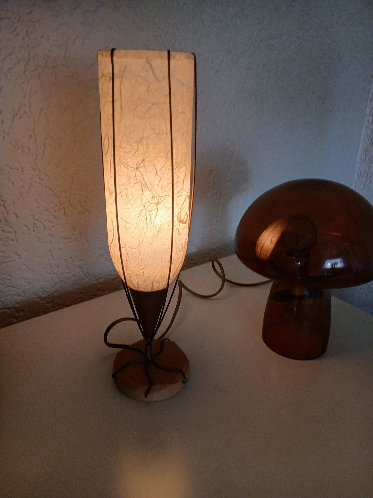 Vintage Tafellamp Reinier - Sfeerlamp met Papieren Kap, Gebruikt, Vintage, E14 (klein), Sfeerlamp
