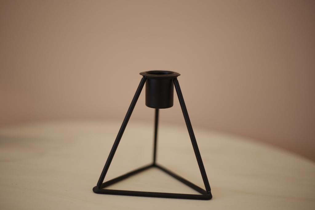 Zwarte metalen kandelaar, 10 cm, Ophalen, Zwart, Zo goed als nieuw, Metaal