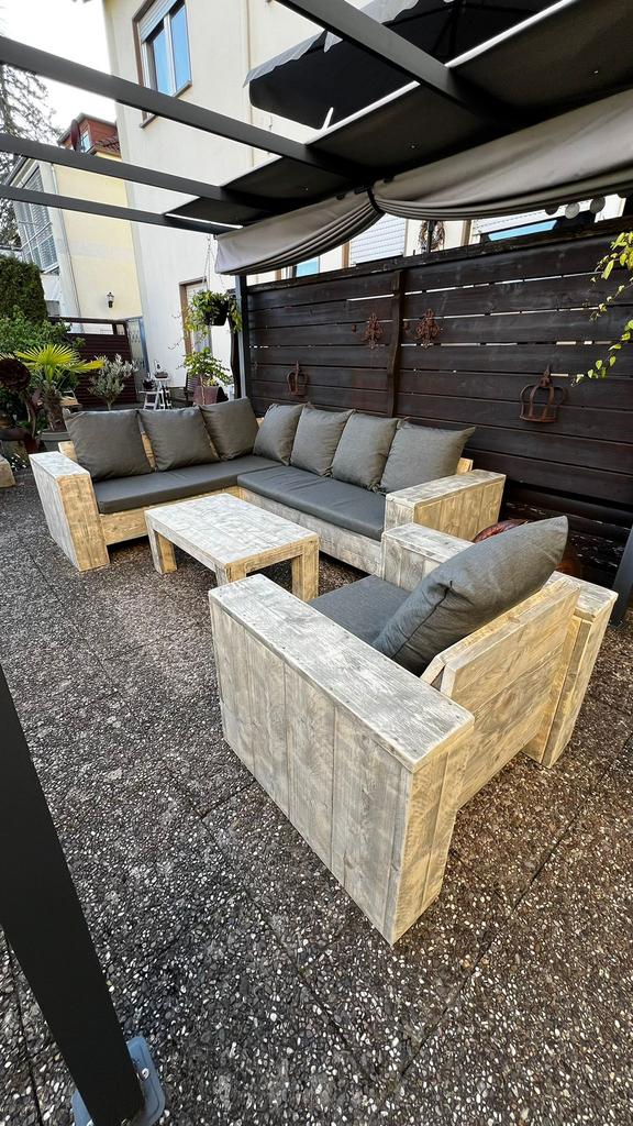Steigerhout hoekbank tuinset loungeset loungebank Megasale!, Tuin en Terras, Tuinsets en Loungesets, Ophalen of Verzenden, Zo goed als nieuw