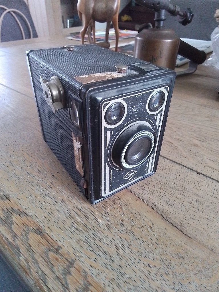 Agfa sijnchro box camera, Ophalen of Verzenden, Gebruikt, Compact, Overige Merken