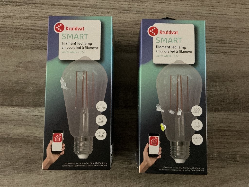 Kruidvat Smart Filament LED Lamp E27 Warm Wit (2 stuks), Instelbaar wit, Nieuw, Smart lamp, Bedienbaar via app