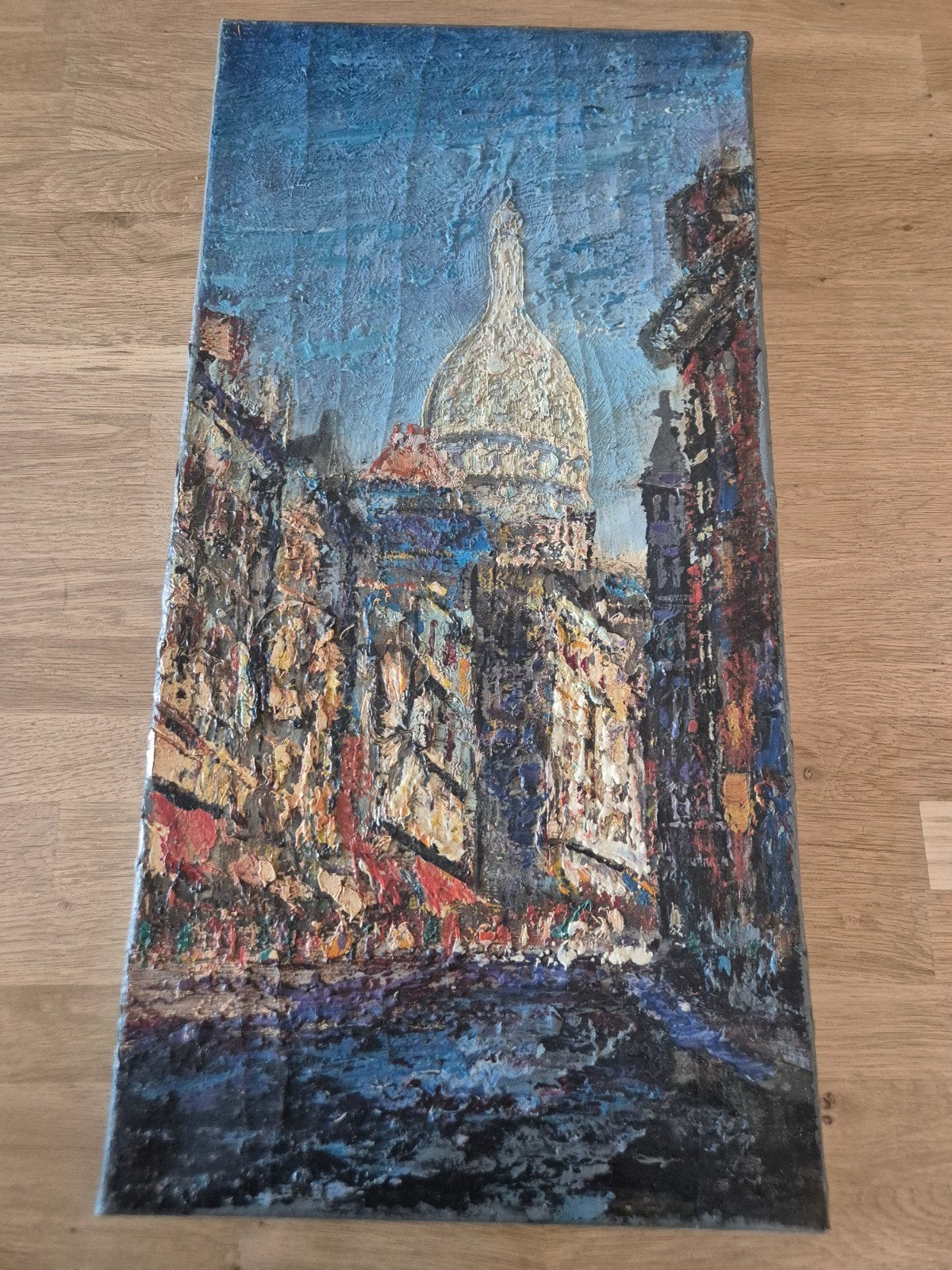 Schilderij Sacre Coeur Parijs 30,5x60cm, Ophalen, Doek, Impressionistisch, Olieverf