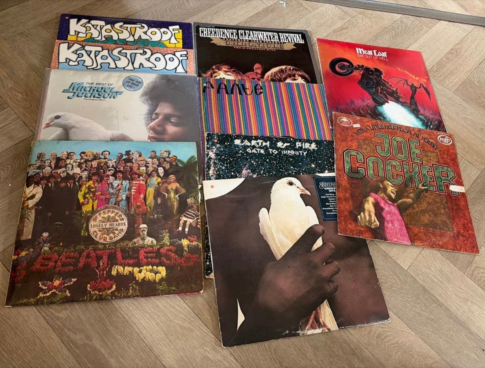 10 leuke LP's: The Beatles, Michael Jackson, Meat Loaf, Sant, LP, Gebruikt, Pop, Ophalen of Verzenden