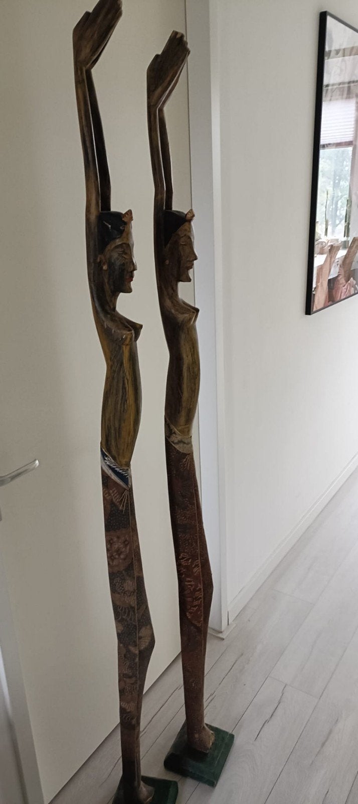 Set van 5 houten beelden - Afrikaanse stijl, Antiek en Kunst, Ophalen, 1 meter - 2 meter, Beeld, Hout