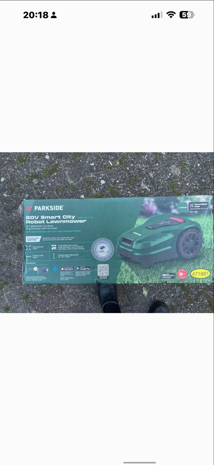 Parkside Robotmaaier 20V Smart City + Garage - Nieuw, Cirkelmaaier, Accu-grasmaaier, Nieuw, Mulchfunctie
