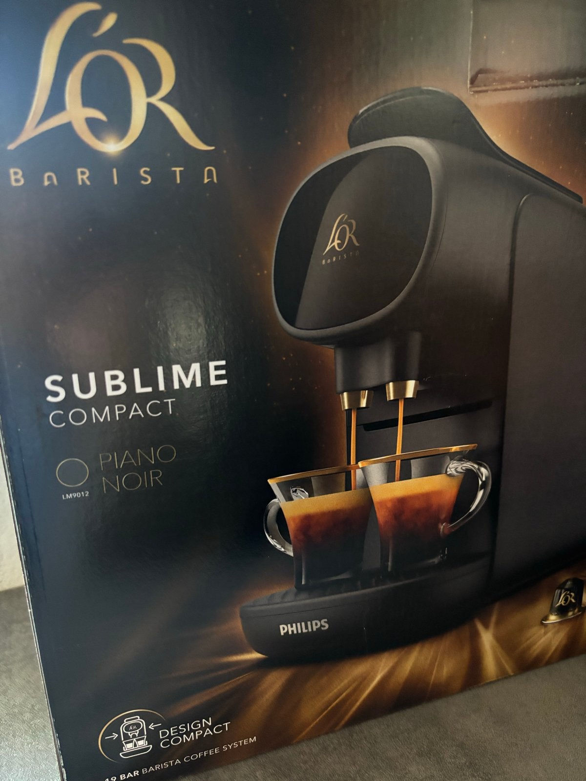 L'OR Barista Sublime Compact Piano Noir koffiezetapparaat, Ophalen, Koffiepads en cups, 2 tot 4 kopjes, Koffiemachine