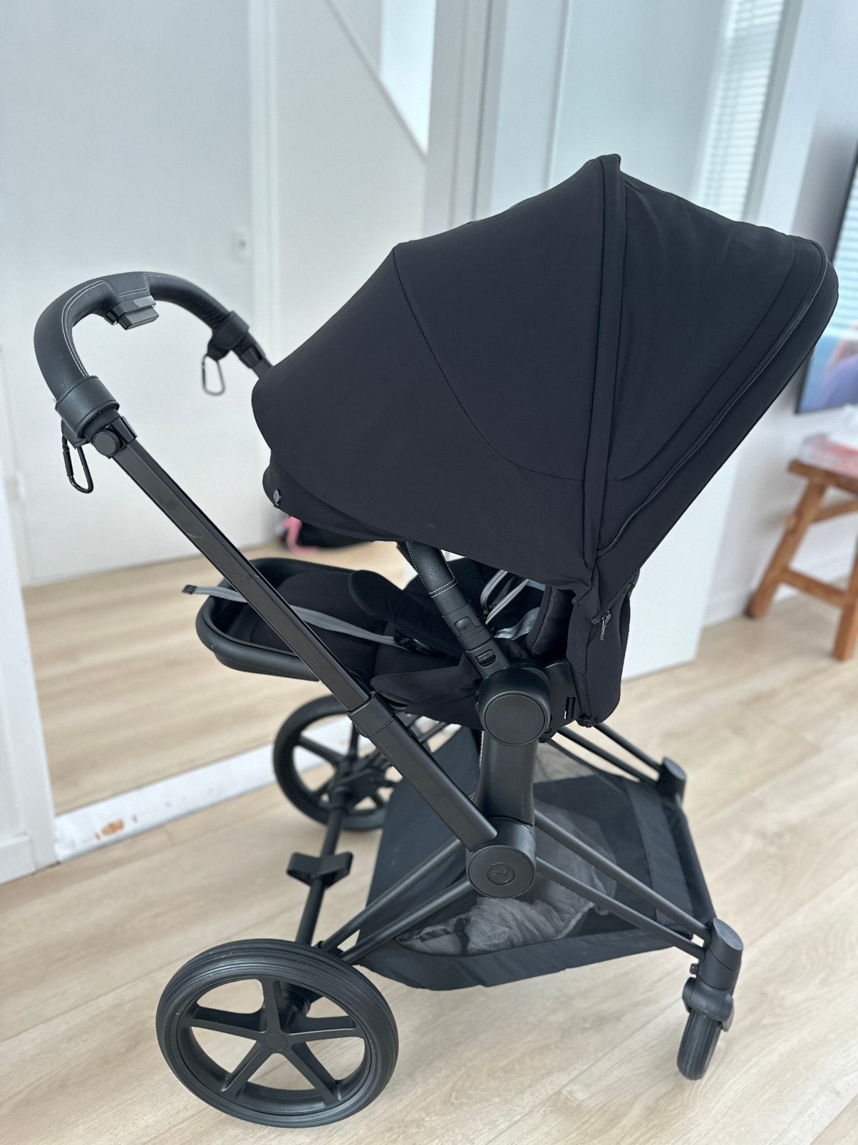 Cybex Priam all black incl. Reiswieg, regenhoes, adapter!, Kinderen en Baby's, Kinderwagens en Combinaties, Zo goed als nieuw