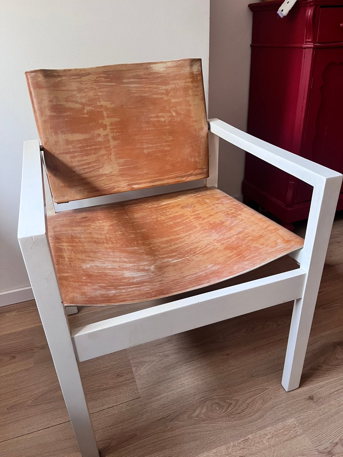 Stoel / fauteuil met leren bekleding, Huis en Inrichting, Fauteuils, Ophalen, Gebruikt, Minder dan 75 cm, Leer