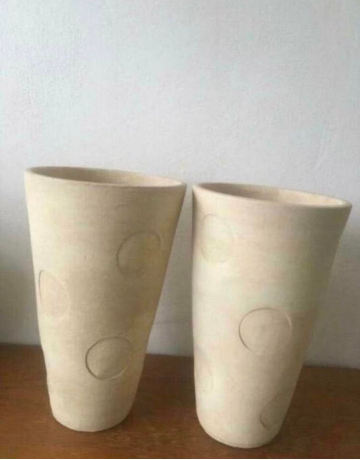 Set van 2 unieke handgemaakte terracotta vazen bloempotten, Ophalen, Gebruikt, Rond, Binnen