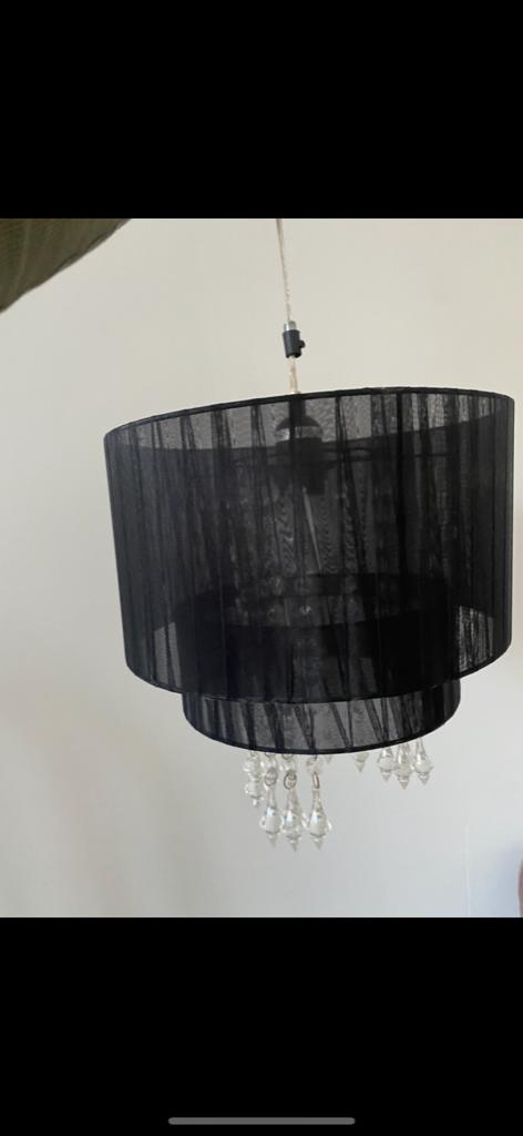 Hanglamp organza kristallen kroonluchter plafondlamp lamp, Ophalen of Verzenden, Gebruikt, Minder dan 50 cm